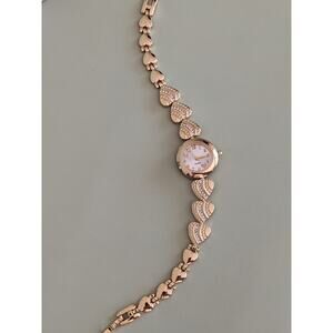 Preowned French Inspired Dainty Gold Tone Women's Watch 7.5in Working